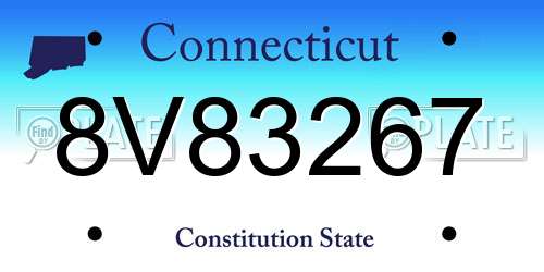 8V83267 Connecticut License Plate