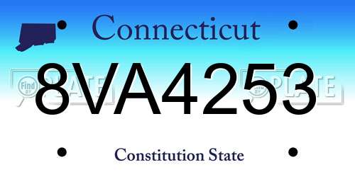 8VA4253 Connecticut License Plate