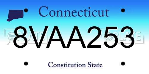8VAA253 Connecticut License Plate