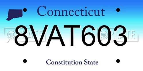 8VAT603 Connecticut License Plate