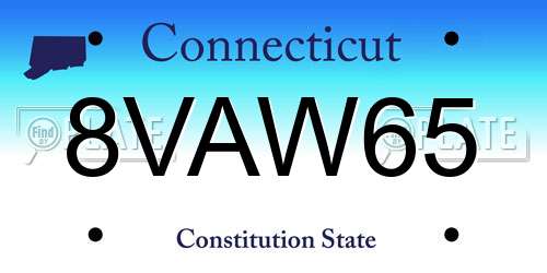 8VAW65 Connecticut License Plate