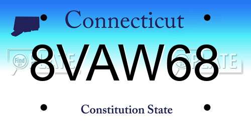 8VAW68 Connecticut License Plate
