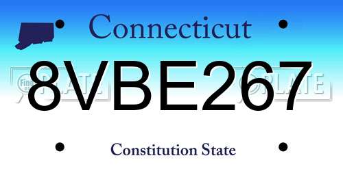 8VBE267 Connecticut License Plate