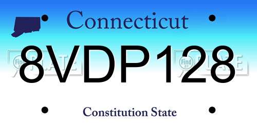 8VDP128 Connecticut License Plate