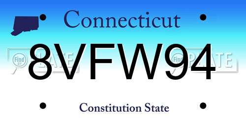 8VFW94 Connecticut License Plate