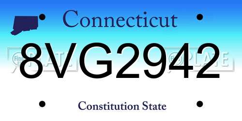 8VG2942 Connecticut License Plate