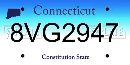 8VG2947 Connecticut License Plate