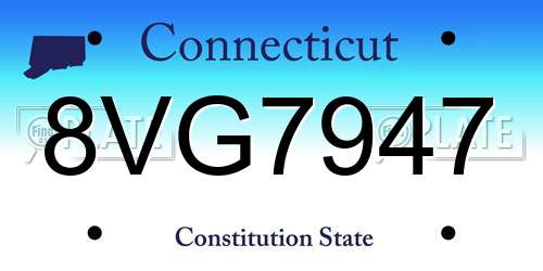 8VG7947 Connecticut License Plate