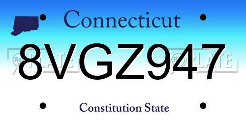8VGZ947 Connecticut License Plate
