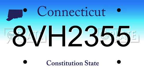 8VH2355 Connecticut License Plate