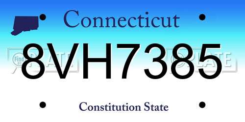 8VH7385 Connecticut License Plate