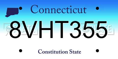 8VHT355 Connecticut License Plate