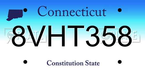 8VHT358 Connecticut License Plate