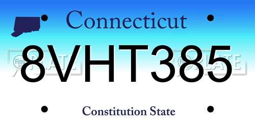 8VHT385 Connecticut License Plate
