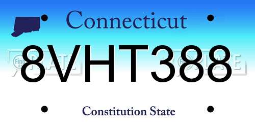 8VHT388 Connecticut License Plate