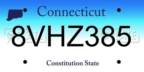 8VHZ385 Connecticut License Plate