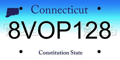 8VOP128 Connecticut License Plate