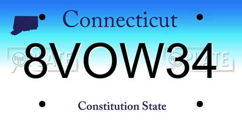 8VOW34 Connecticut License Plate