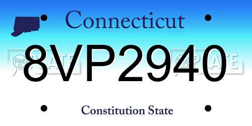 8VP2940 Connecticut License Plate