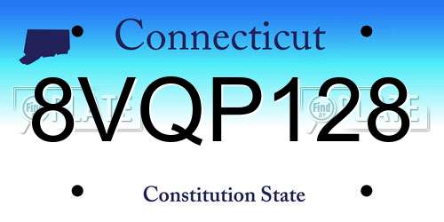 8VQP128 Connecticut License Plate