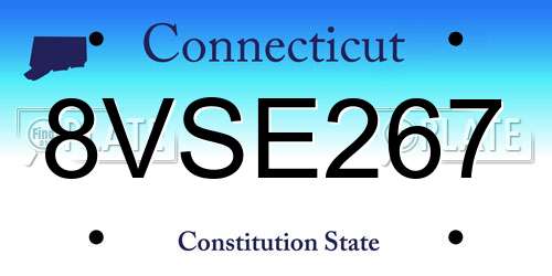 8VSE267 Connecticut License Plate