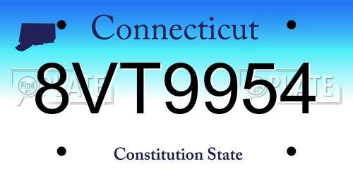 8VT9954 Connecticut License Plate