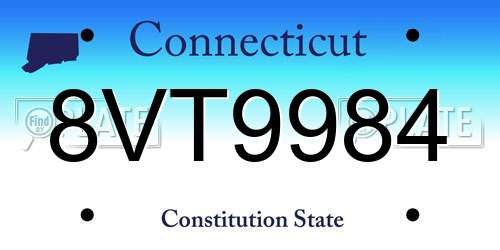 8VT9984 Connecticut License Plate