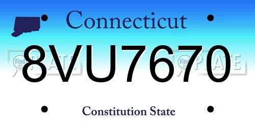 8VU7670 Connecticut License Plate