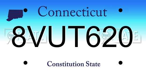 8VUT620 Connecticut License Plate