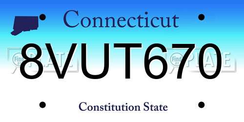 8VUT670 Connecticut License Plate