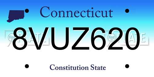 8VUZ620 Connecticut License Plate