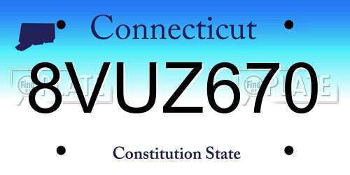 8VUZ670 Connecticut License Plate