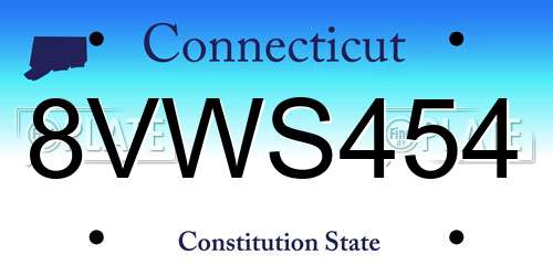 8VWS454 Connecticut License Plate