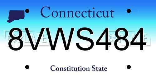 8VWS484 Connecticut License Plate