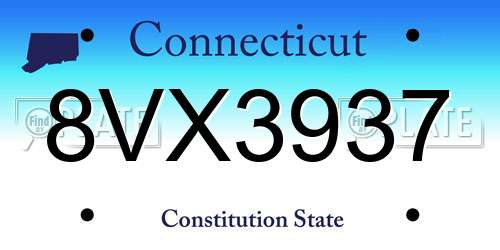 8VX3937 Connecticut License Plate