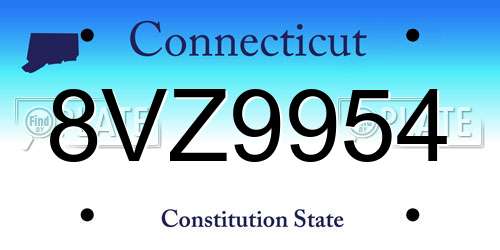 8VZ9954 Connecticut License Plate