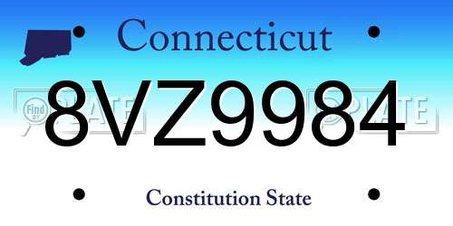 8VZ9984 Connecticut License Plate