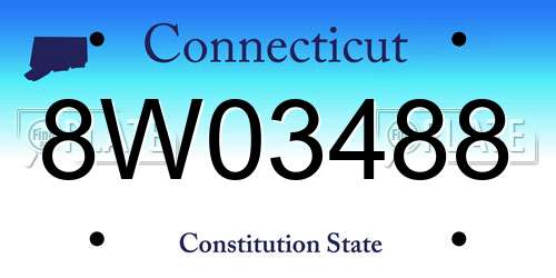 8W03488 Connecticut License Plate