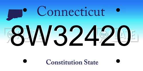 8W32420 Connecticut License Plate