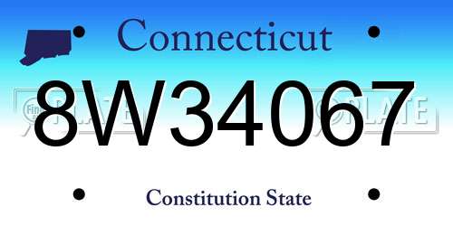 8W34067 Connecticut License Plate