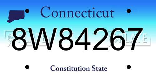 8W84267 Connecticut License Plate