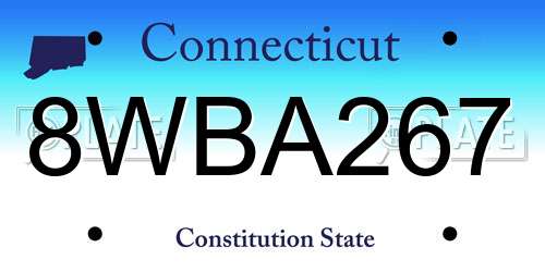 8WBA267 Connecticut License Plate