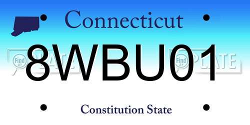 8WBU01 Connecticut License Plate