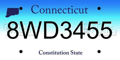 8WD3455 Connecticut License Plate