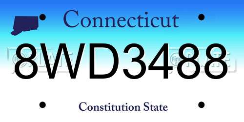 8WD3488 Connecticut License Plate