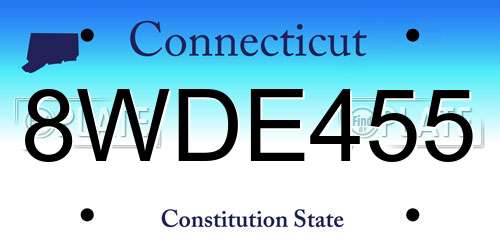 8WDE455 Connecticut License Plate