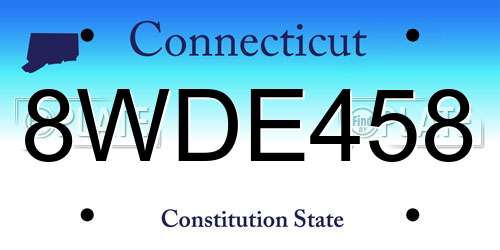 8WDE458 Connecticut License Plate