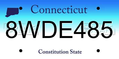 8WDE485 Connecticut License Plate