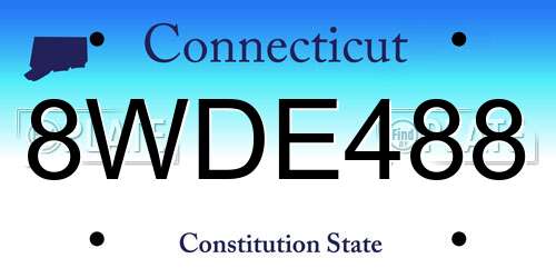 8WDE488 Connecticut License Plate
