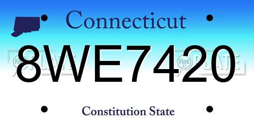 8WE7420 Connecticut License Plate